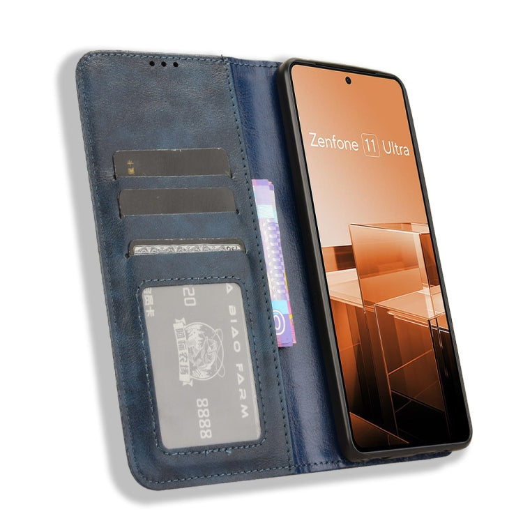 For Asus Zenfone 11 Ultra Magnetic Buckle Retro Texture Leather Phone Case