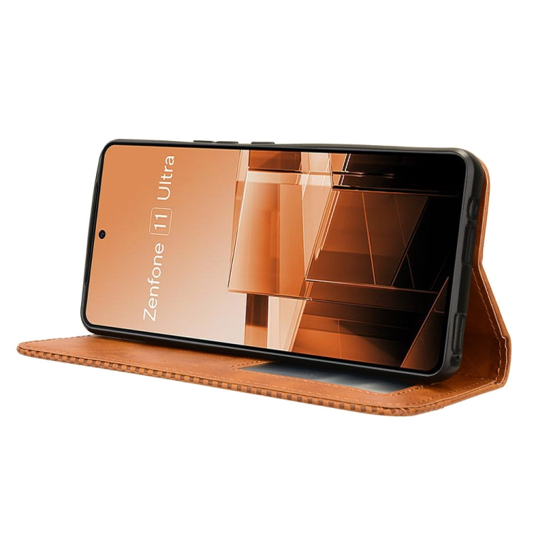 For Asus Zenfone 11 Ultra Magnetic Buckle Retro Texture Leather Phone Case