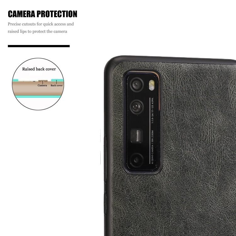 For Huawei Nova 7 Crazy Horse Textured Calfskin PU+PC+TPU Case