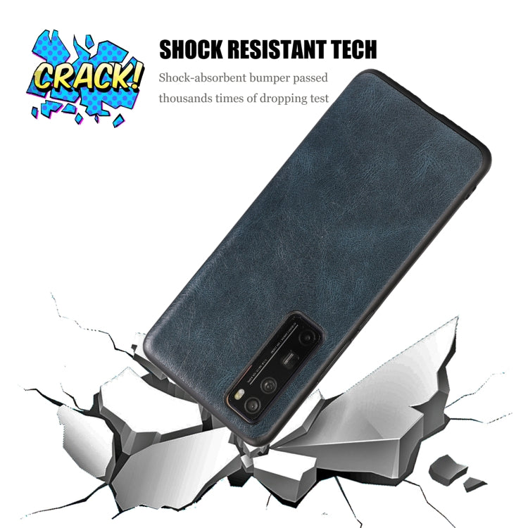 For Huawei Nova 7 Crazy Horse Textured Calfskin PU+PC+TPU Case