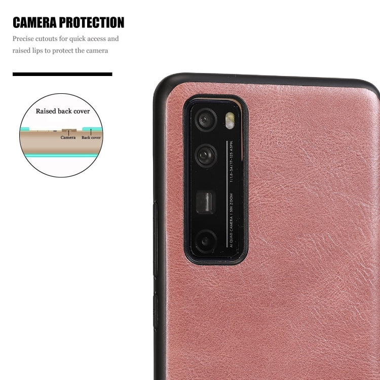 For Huawei Nova 7 Crazy Horse Textured Calfskin PU+PC+TPU Case