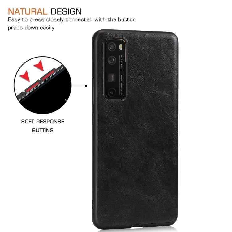 For Huawei Nova 7 Pro Crazy Horse Textured Calfskin PU+PC+TPU Case