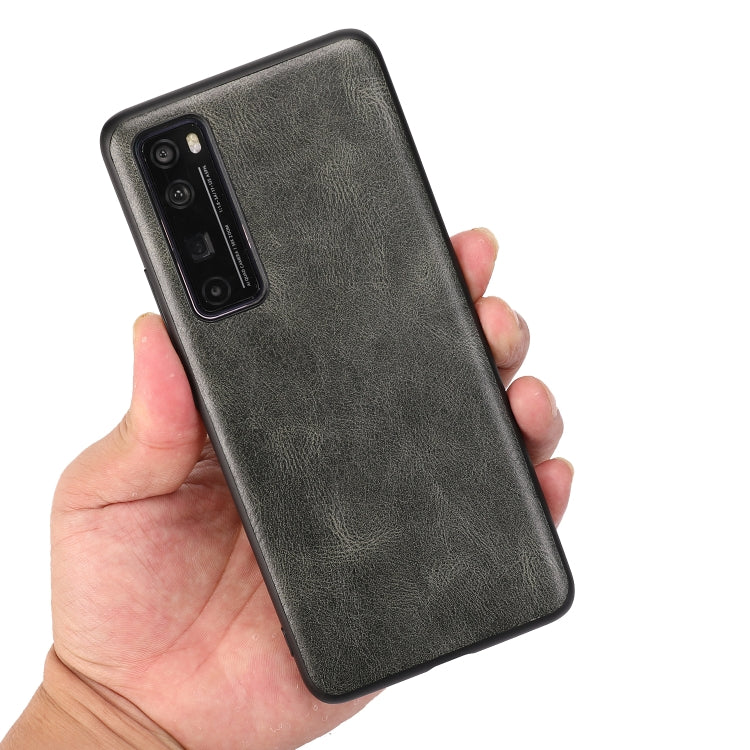 For Huawei Nova 7 Pro Crazy Horse Textured Calfskin PU+PC+TPU Case