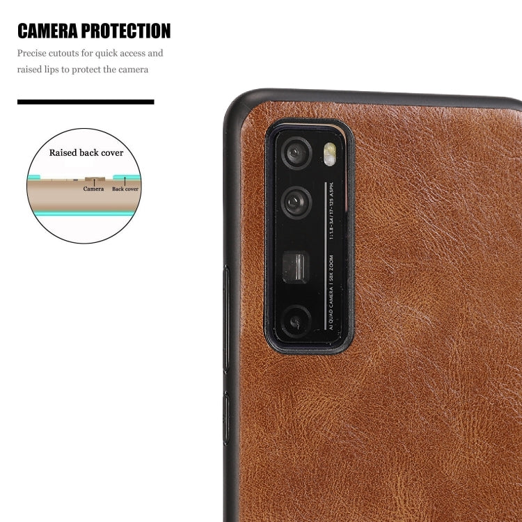 For Huawei Nova 7 SE Crazy Horse Textured Calfskin PU+PC+TPU Case