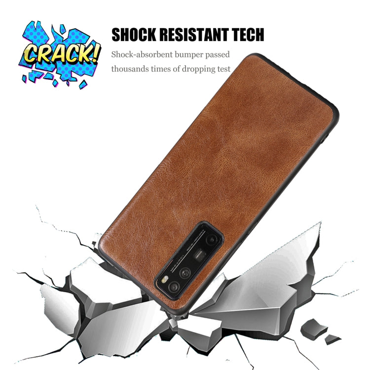 For Huawei Nova 7 SE Crazy Horse Textured Calfskin PU+PC+TPU Case