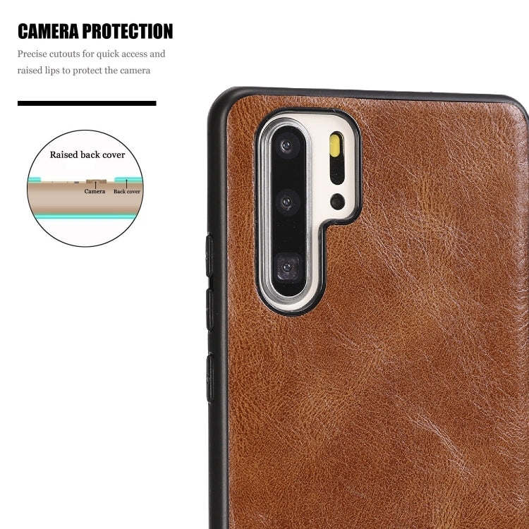 For Huawei P30 Pro Crazy Horse Textured Calfskin PU+PC+TPU Case