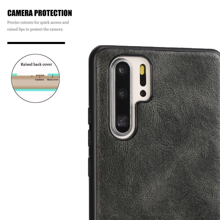 For Huawei P30 Pro Crazy Horse Textured Calfskin PU+PC+TPU Case