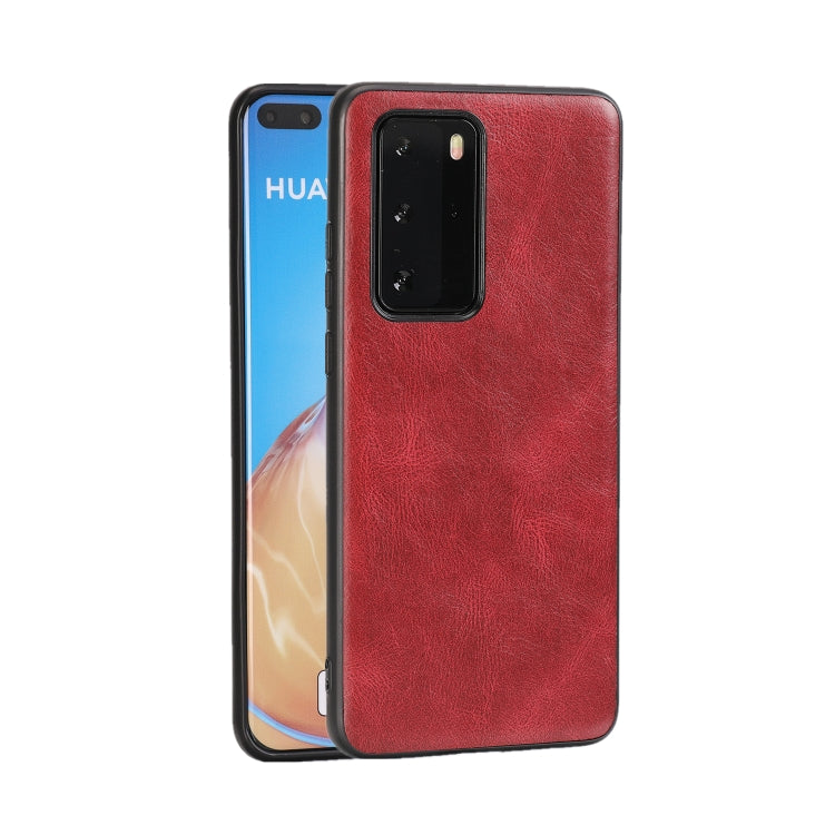 For Huawei P40 Crazy Horse Textured Calfskin PU+PC+TPU Case