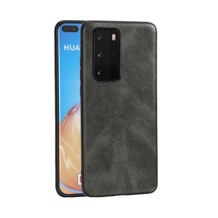 For Huawei P40 Crazy Horse Textured Calfskin PU+PC+TPU Case