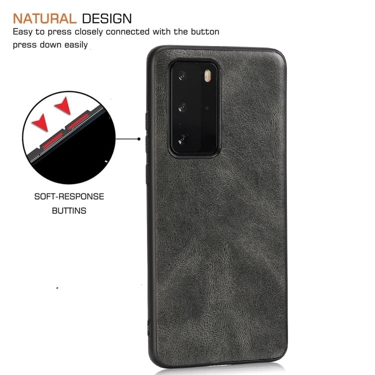For Huawei P40 Crazy Horse Textured Calfskin PU+PC+TPU Case