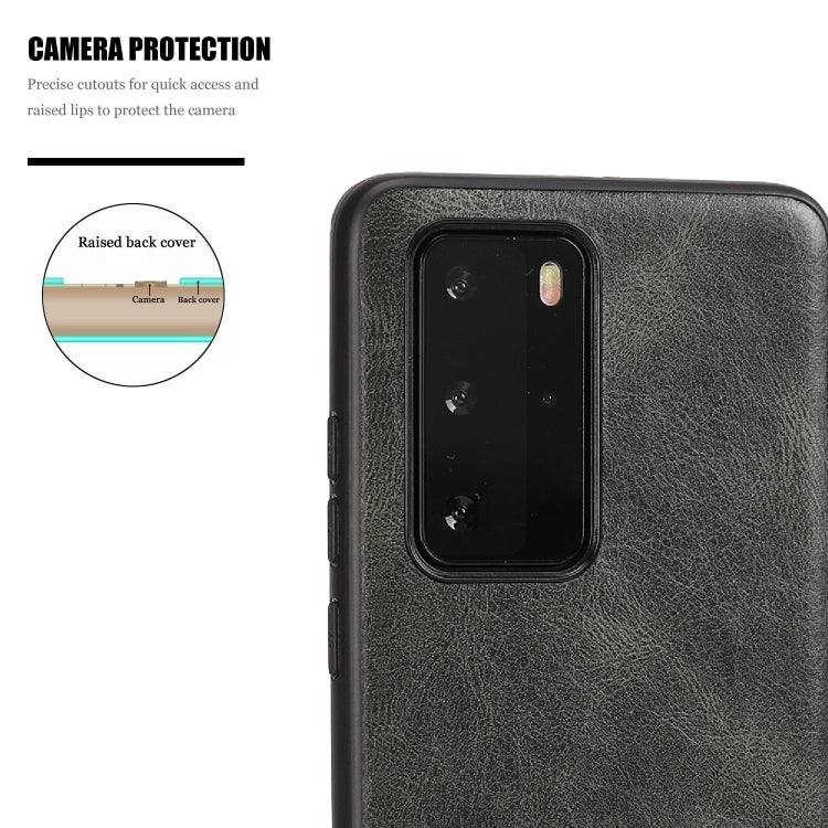 For Huawei P40 Crazy Horse Textured Calfskin PU+PC+TPU Case