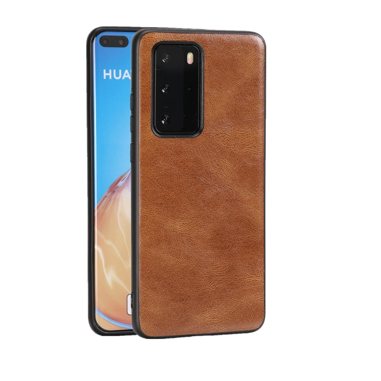 For Huawei P40 Pro Crazy Horse Textured Calfskin PU+PC+TPU Case