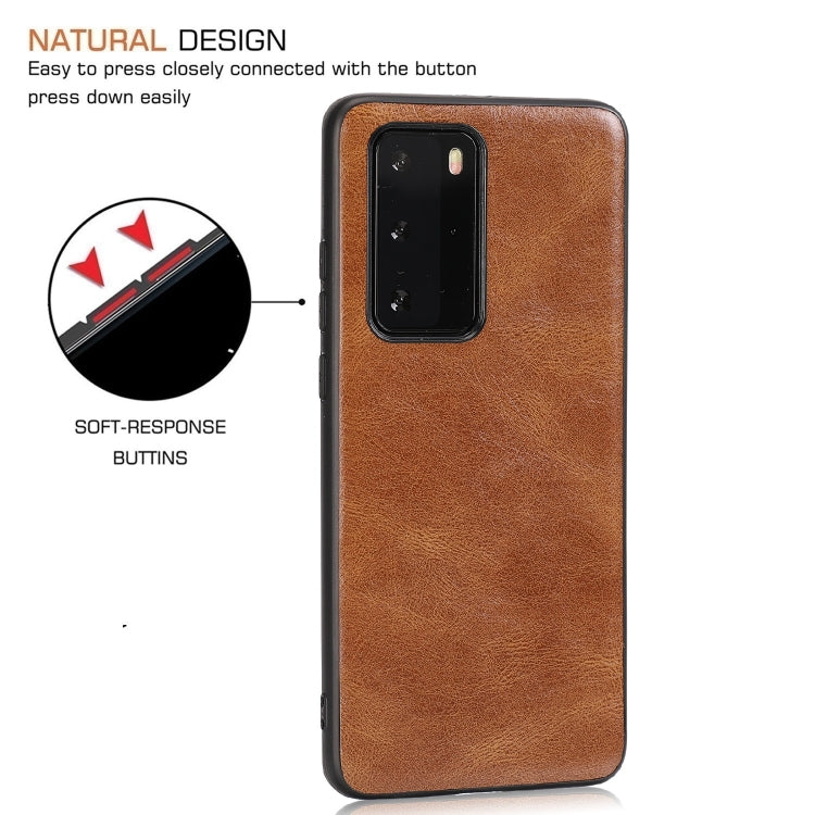 For Huawei P40 Pro Crazy Horse Textured Calfskin PU+PC+TPU Case