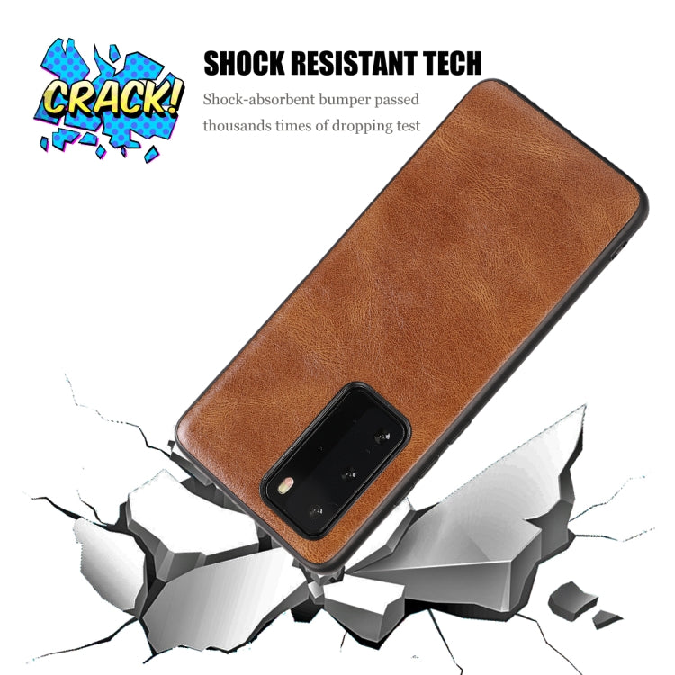 For Huawei P40 Pro Crazy Horse Textured Calfskin PU+PC+TPU Case