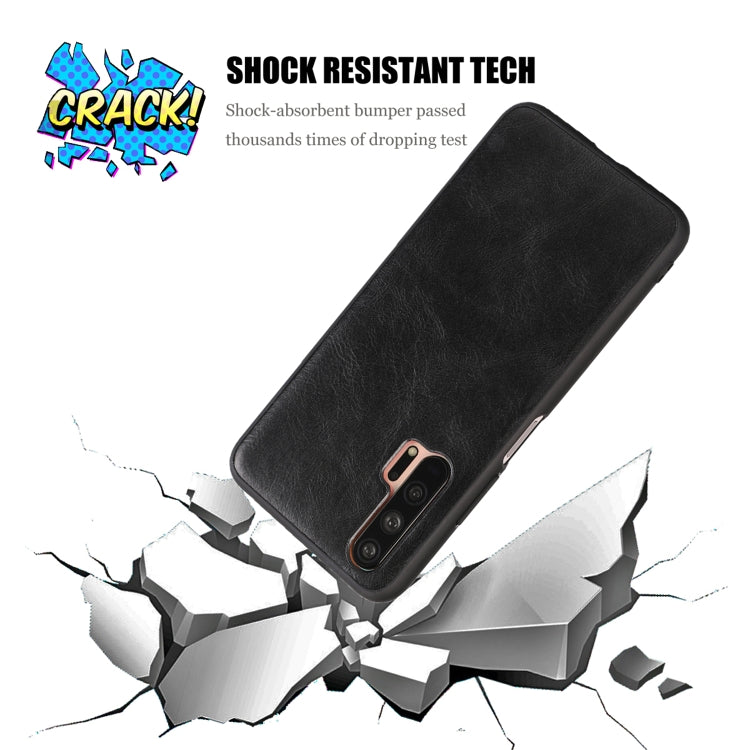 For Huawei Honor 20 Crazy Horse Textured Calfskin PU+PC+TPU Case