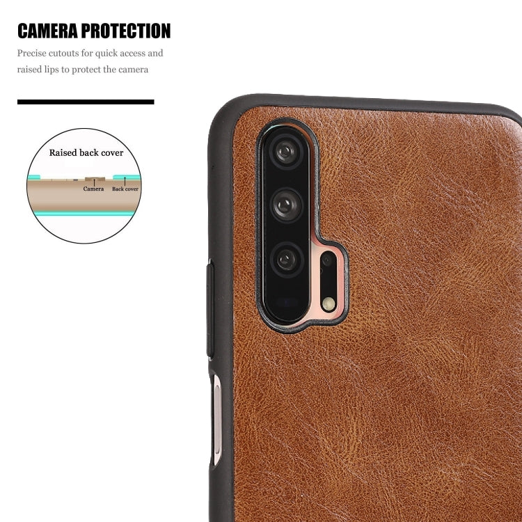 For Huawei Honor 20 Crazy Horse Textured Calfskin PU+PC+TPU Case