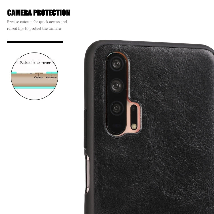 For Huawei Honor 20 Pro Crazy Horse Textured Calfskin PU+PC+TPU Case