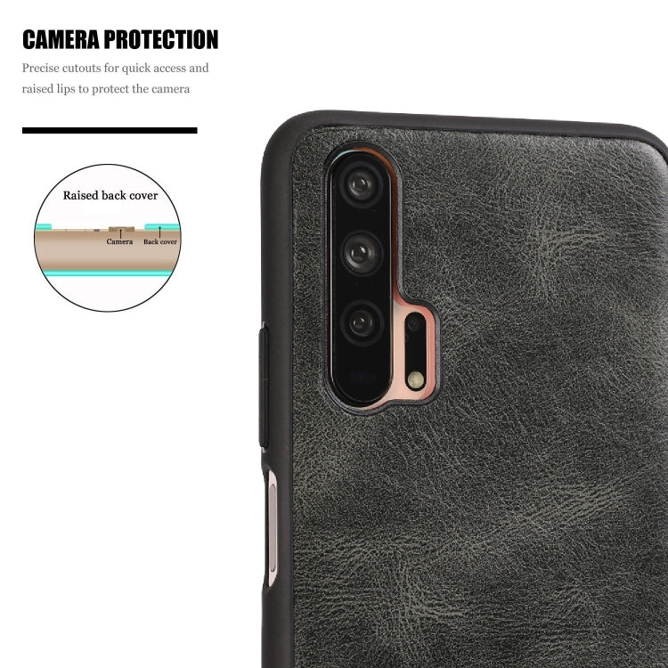 For Huawei Honor 20 Pro Crazy Horse Textured Calfskin PU+PC+TPU Case