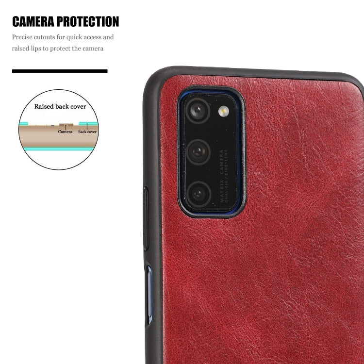 For Huawei Honor V30 Pro Crazy Horse Textured Calfskin PU+PC+TPU Case