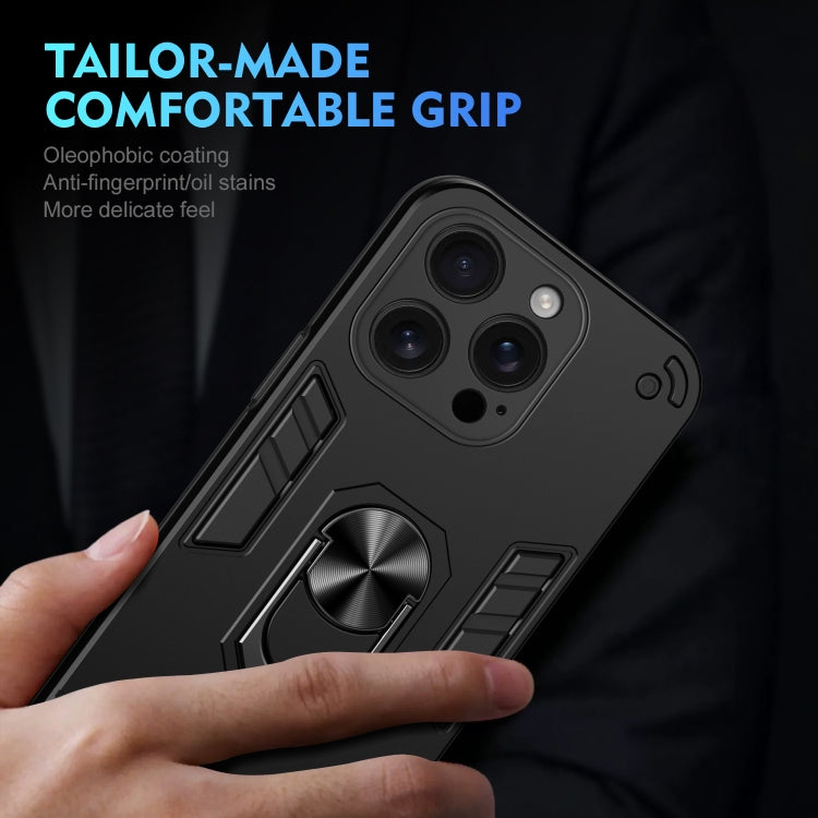 For iPhone 16 Pro Max Shockproof Metal Ring Holder Phone Case