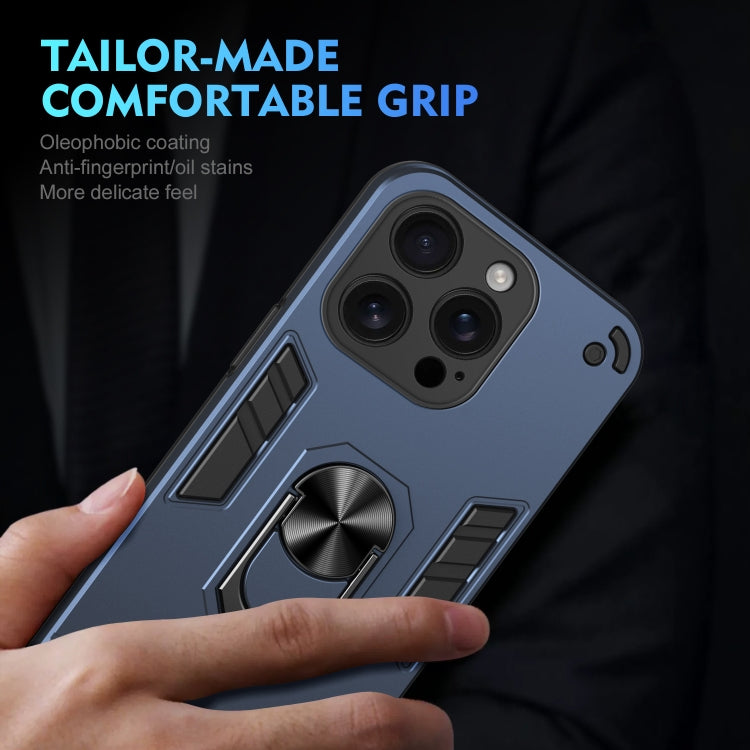 For iPhone 16 Pro Max Shockproof Metal Ring Holder Phone Case