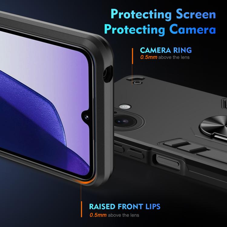 For iPhone 17 Shockproof Metal Ring Holder Phone Case