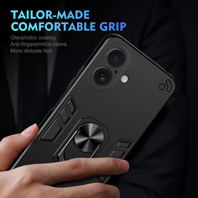 For iPhone 17 Shockproof Metal Ring Holder Phone Case