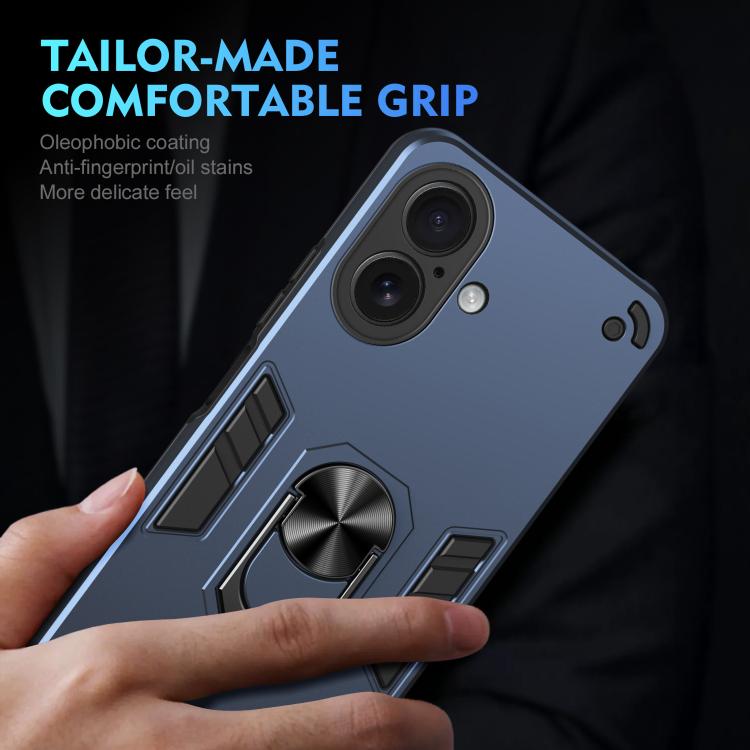 For iPhone 17 Shockproof Metal Ring Holder Phone Case