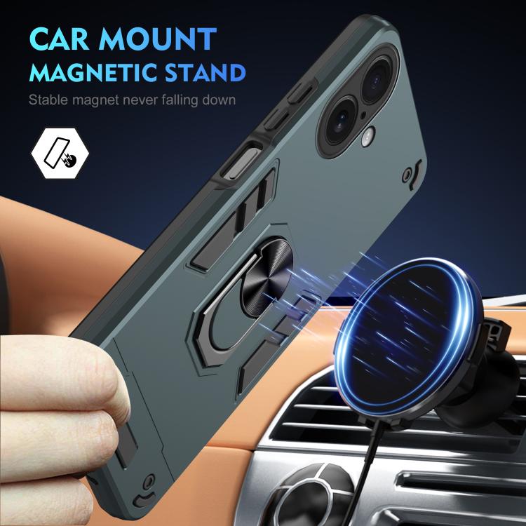 For iPhone 17 Shockproof Metal Ring Holder Phone Case