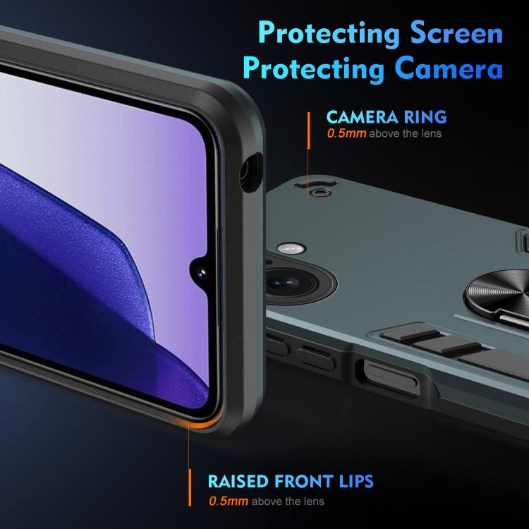 For iPhone 17 Shockproof Metal Ring Holder Phone Case