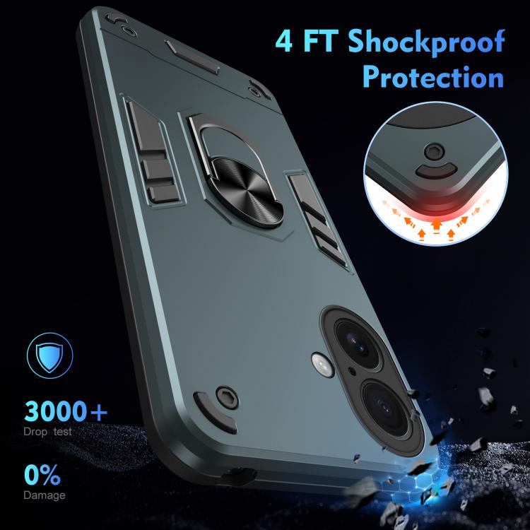 For iPhone 17 Shockproof Metal Ring Holder Phone Case