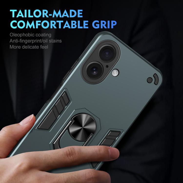For iPhone 17 Shockproof Metal Ring Holder Phone Case