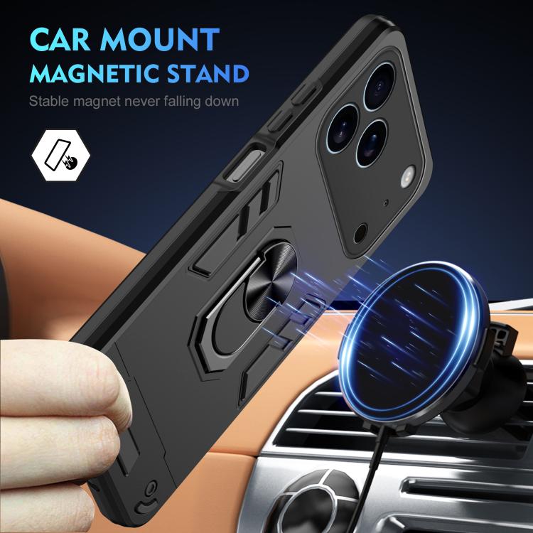 For iPhone 17 Pro Shockproof Metal Ring Holder Phone Case