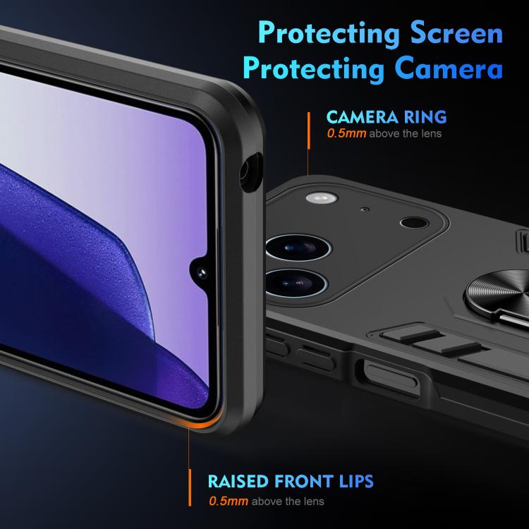 For iPhone 17 Pro Shockproof Metal Ring Holder Phone Case