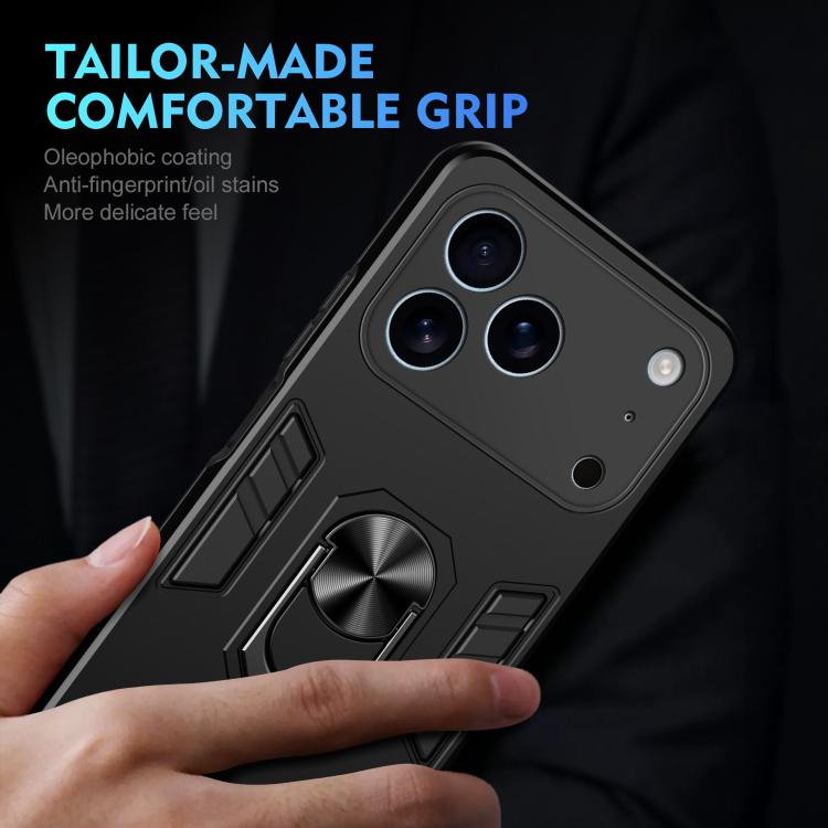 For iPhone 17 Pro Shockproof Metal Ring Holder Phone Case