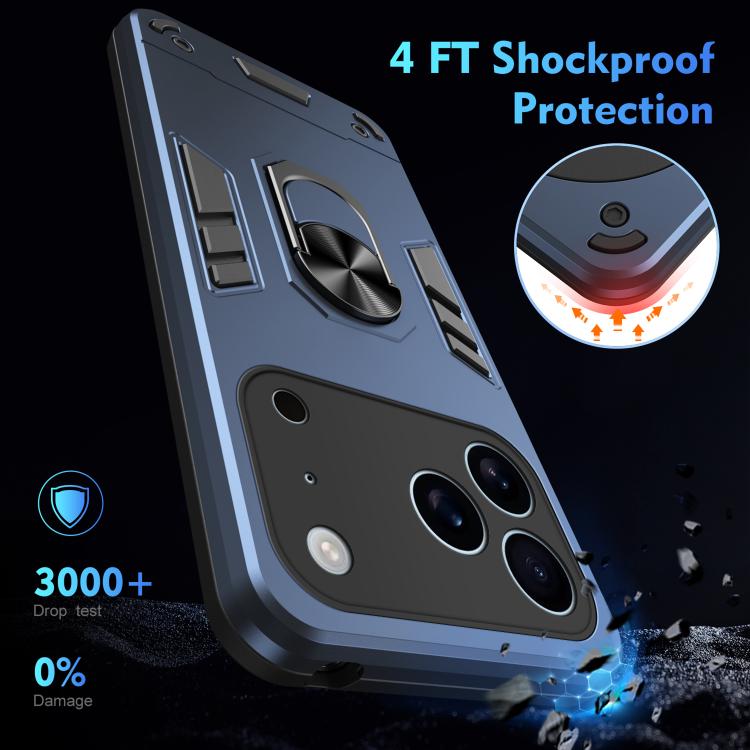 For iPhone 17 Pro Shockproof Metal Ring Holder Phone Case