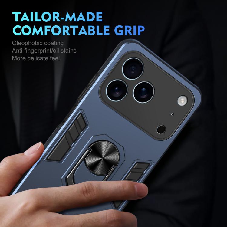 For iPhone 17 Pro Shockproof Metal Ring Holder Phone Case