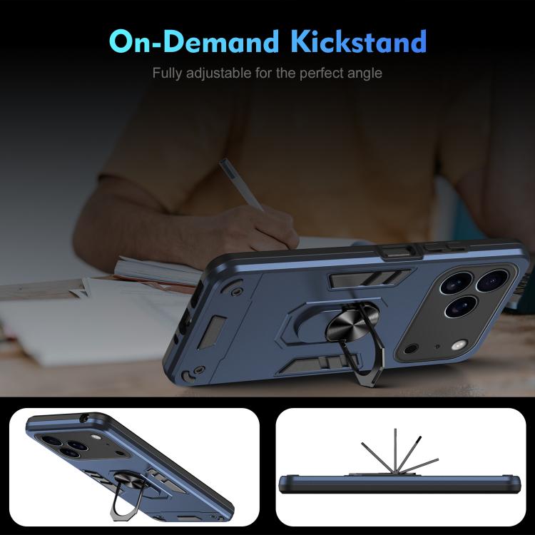 For iPhone 17 Pro Shockproof Metal Ring Holder Phone Case