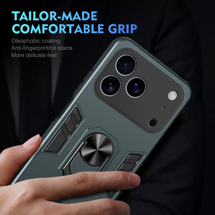 For iPhone 17 Pro Shockproof Metal Ring Holder Phone Case