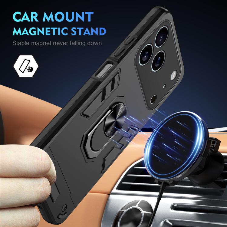 For iPhone 17 Pro Max Shockproof Metal Ring Holder Phone Case