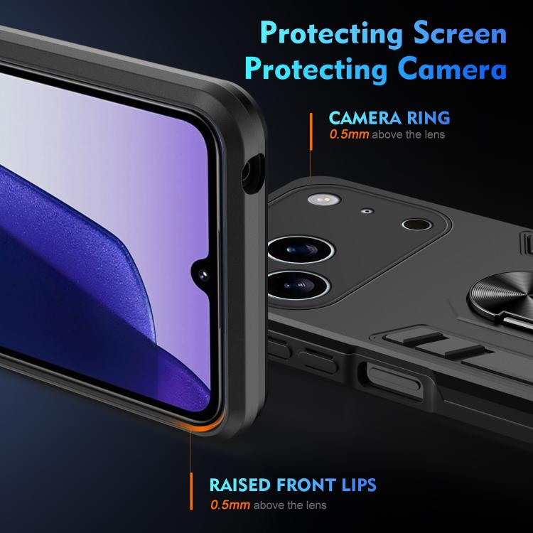 For iPhone 17 Pro Max Shockproof Metal Ring Holder Phone Case