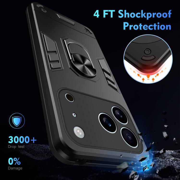 For iPhone 17 Pro Max Shockproof Metal Ring Holder Phone Case