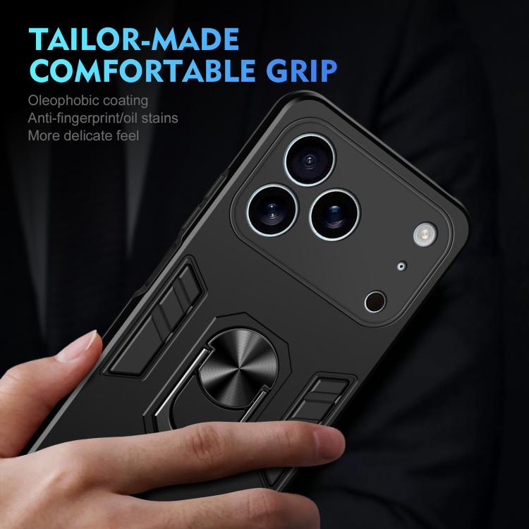 For iPhone 17 Pro Max Shockproof Metal Ring Holder Phone Case