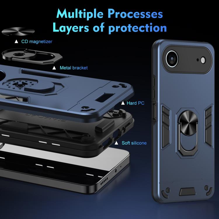 For iPhone Air Shockproof Metal Ring Holder Phone Case