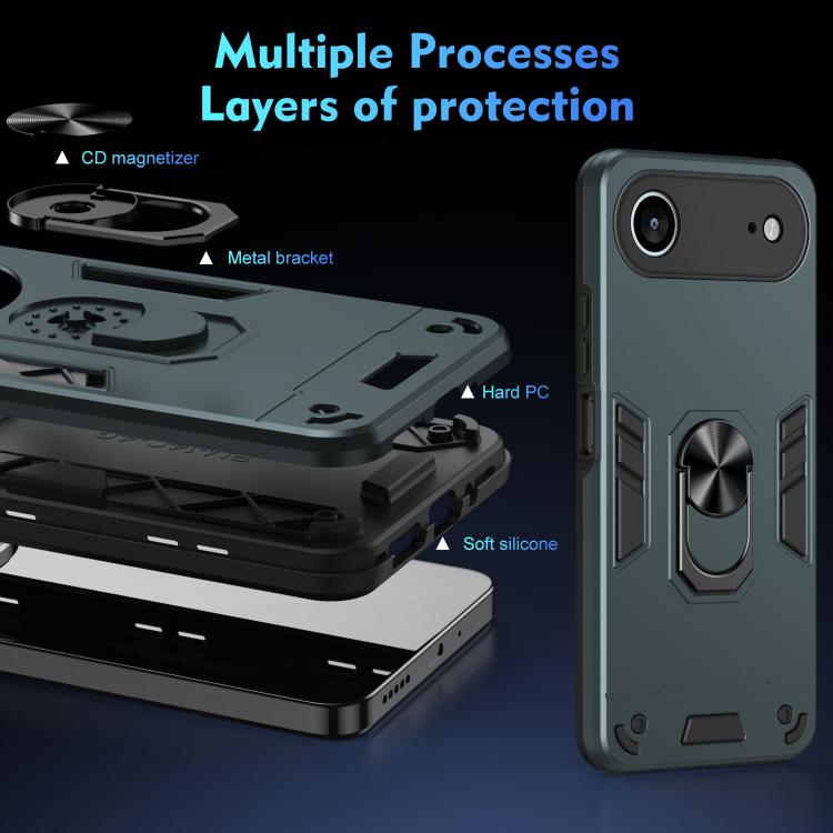 For iPhone Air Shockproof Metal Ring Holder Phone Case