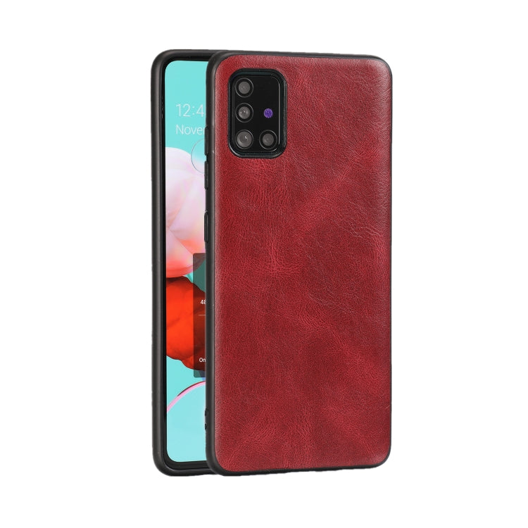 For Samsung Galaxy A51 Crazy Horse Textured Calfskin PU+PC+TPU Case
