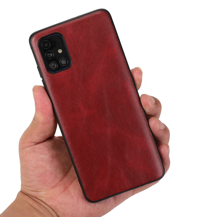 For Samsung Galaxy A51 Crazy Horse Textured Calfskin PU+PC+TPU Case
