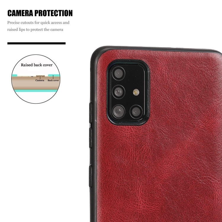 For Samsung Galaxy A51 Crazy Horse Textured Calfskin PU+PC+TPU Case