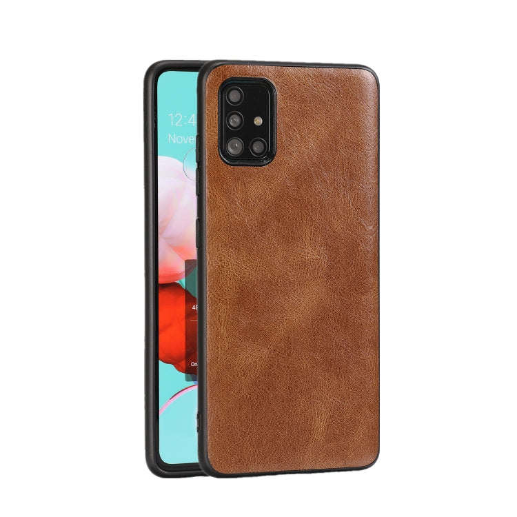 For Samsung Galaxy A51 Crazy Horse Textured Calfskin PU+PC+TPU Case