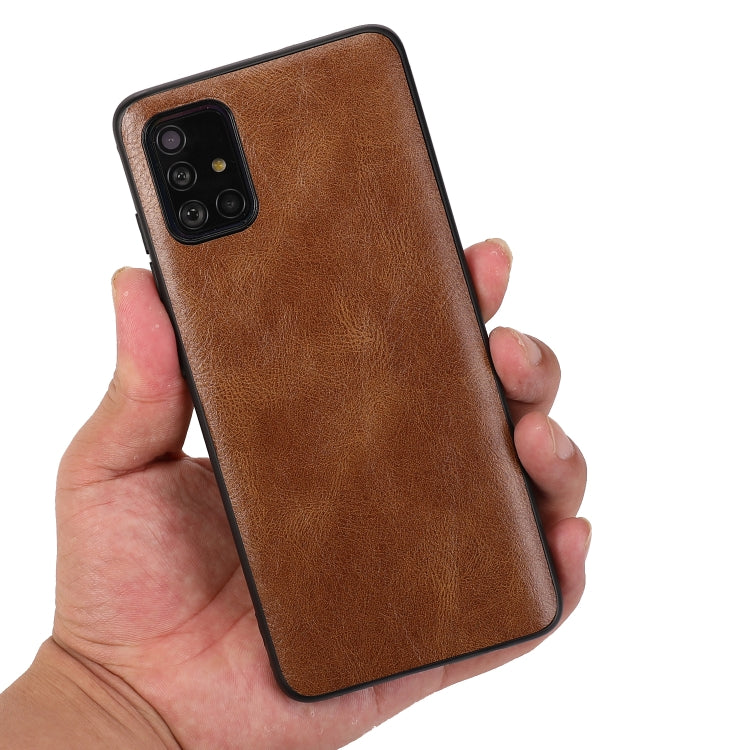 For Samsung Galaxy A51 Crazy Horse Textured Calfskin PU+PC+TPU Case